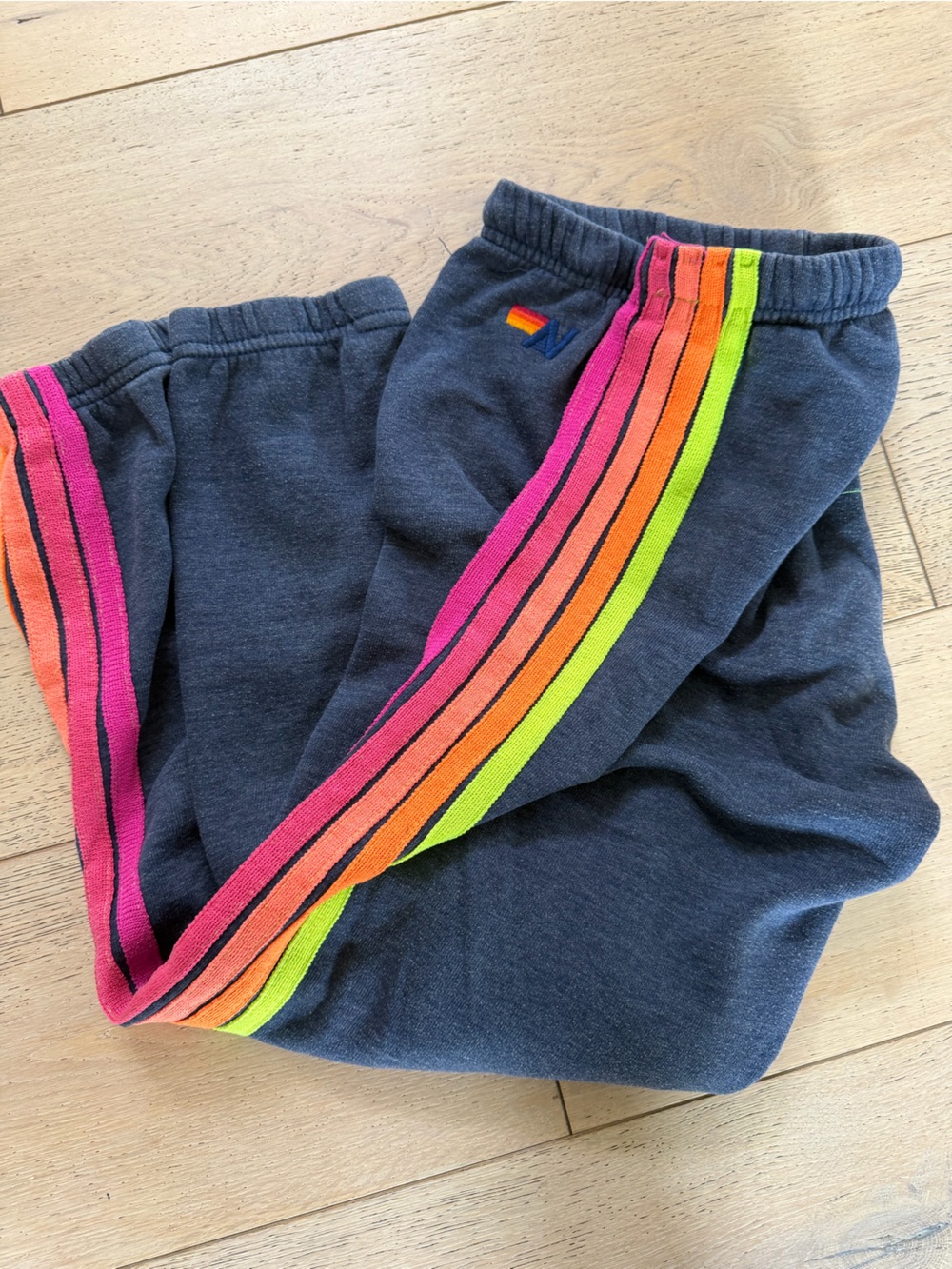Aviator Nation Navy Sweatpants with Neon Stripe Detail
